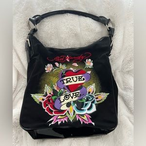 Ed Hardy black canvas purse